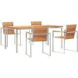 vidaXL Vrtna blagovaonska garnitura od 5 dijelova od čvrste tikovine, Vanjski blagovaonski stol 180x90x75 cm od čvrste tikovine Cijene
