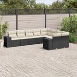  9-dijelni set vrtnih sofa s jastucima crni od poliratana | shoptok.hr