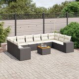 Maison Chic Seti vrtnega pohištva - Vrtna garnitura - Vrtni pohištvo set 11-delna z blazinami črn poli ratan, (21815255) | Shoptok.si