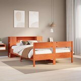 vidaXL Knjižna postelja brez vzmetnice vošč. rjava 140x200 cm borovina | Shoptok.si