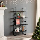 Furnova Knjižna omara 4-nadstropna siva 80x30x140 cm iverna plošča, (21932306) | Shoptok.si