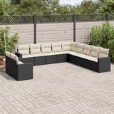 vidaXL 11-dijelni set vrtnih sofa od poliratana s jastucima crni Cijene