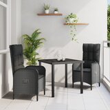 vidaXL 3-delni set jedilnega pohištva za vrt Črn poli ratan | Shoptok.si