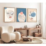 Wallity Huhu139 - 30 x 40 multicolor decorative framed mdf painting (3 pieces) Cene