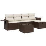vidaXL 6-dijelni set vrtnih sofa od poliratana s jastucima smeđi | shoptok.hr