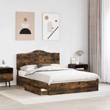  Postelja s shranjevanjem z vzglavjem Dimljeni oreh 160 x 200 cm, (5000105451) | Shoptok.si