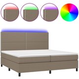  box spring s madracem LED smeđesivi 200x200 cm tkanina | shoptok.hr