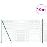 vidaXL Ograja iz verige z 7 flanšastimi stebri 1.2x10 m pocinkana jekla | Shoptok.si