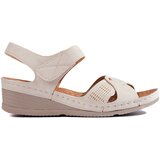 Shelvt Women's wedge sandals with velcro beige | Shoptok.si