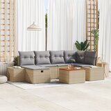 vidaXL 7 delni vrtni kavč komplet z blazinami Bež poly rattan | Shoptok.si