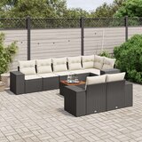  9-dijelni set vrtnih sofa s jastucima crni od poliratana | shoptok.hr