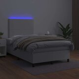  Box spring postelja z vzmetnico LED bela 120x200cm umetno usnje, (20893132) | Shoptok.si