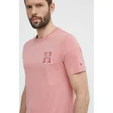 Tommy Hilfiger Bombažna kratka majica moška, roza barva, MW0MW34436