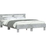 vidaXL Posteljni okvir z vzglavjem betonsko siv 140x200 cm inž. les | Shoptok.si