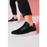LuviShoes HOUSTON Women's Black Cracked Sports Sneakers