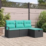 Set sofe s jastukom s pohranom 4 pcs Crna i Tirkizna poliratan | shoptok.hr