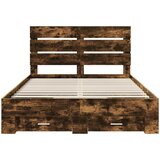  Krevetna konstrukcija s ladicama Dimljeni hrast 150 x 200 cm Smeđa 203 x 153 x 100 cm | shoptok.hr