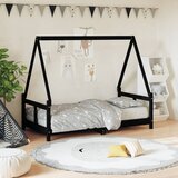  Okvir za dječji krevet crni 80 x 160 cm od masivne borovine | shoptok.hr