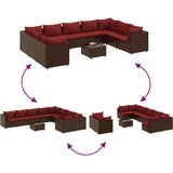  10-dijelni set vrtnih sofa od poliratana s jastucima smeđi | shoptok.hr