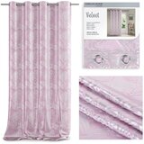  Curtain SILVERLEAVES color powder pink printed style glamor silver eyelets velvet 140x245 AmeliaHome | shoptok.hr