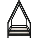  Otroški posteljni okvir črn 80x200 cm trdna borovina, (20916940) | Shoptok.si