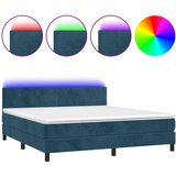  box spring s madracem LED tamnoplavi 180x200 cm baršun | shoptok.hr