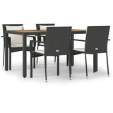  5-dijelni vrtni blagovaonski set s jastucima od poliratana crni Crna Dužina stola 150 cm | shoptok.hr