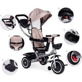 ECO TOYS WQL-066-52 – Dječja kolica/tricikl 2 u 1 s rotirajućim sjedalom 360°, roditeljskom ručkom i sklopivom tendom, bež | shoptok.hr