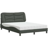  Postelja z vzmetnico temno siva 120x200 cm blago | Shoptok.si
