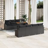 vidaXL 7-delni set vrtnih kavčev z blazinami črn poli ratan, (22093262) | Shoptok.si