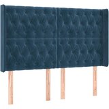 Maison Chic Vzglavna omarica - Nočna omarica - Posteljna omarica z ušesi temno modro 163x16x118/128 cm žamet, (21713360) | Shoptok.si