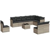  11-dijelni set vrtnih sofa poliratan s jastucima svijetlosivi | shoptok.hr