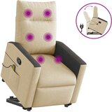 vidaXL Masažni naslanjač s funkcijo vstajanja krem blago | Shoptok.si