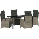  Set od 5 dijelova vrtne blagovaonice sivi poli ratan | shoptok.hr