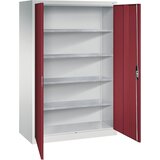 C+P Delavniška omara s krilnimi vrati, VxŠxG 1950 x 1200 x 600 mm, svetlo sive / rubinasto rdeče barve | Shoptok.si