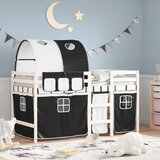 vidaXL Dječji krevet na kat s tunelom crno-bijeli 90 x 190 cm borovina | shoptok.hr
