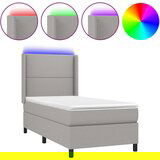 Maison Chic Box spring postelja - Vzmetna postelja z vzmetnico LED svetlo siva 90x200 cm blago SL2504, (21908728) | Shoptok.si