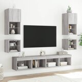  Noćni ormarići s LED svjetlima zidni 2 kom siva boja hrasta | shoptok.hr