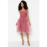 Trendyol Dried Rose Tulle Elegant Evening Dress that Opens at the Waist/Skater Lined Cene