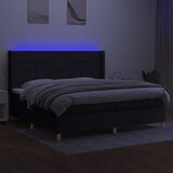  Krevet box spring s madracem LED crni 200x200 cm od tkanine | shoptok.hr