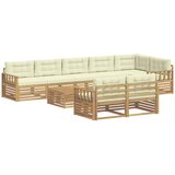 vidaXL Zunanja garnitura za sedenje 9 pcs Bela in krem Poliester, (5000280046) | Shoptok.si