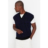 Trendyol Black Men's Oversize Fit Wide Fit Leopard Patterned Knitwear Sweater Slike