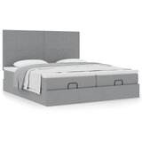 vidaXL Otomanski posteljni okvir z vzmetnicami siv 200x200 cm blago Cene
