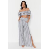 Trendyol Gray Striped Woven Frilly Blouse Trouser Suit Cijene