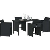 vidaXL 5-delni vrtni jedilni set z blazinami črni poli ratan | Shoptok.si