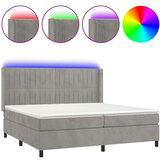  Box spring postelja z vzmetnico LED svetlo siva 200x200cm žamet, (20761279) | Shoptok.si