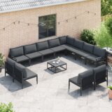 vidaXL Vrtna sedežna garnitura 13 pcs Antracitna Jeklo | Shoptok.si