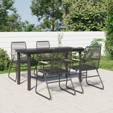 vidaXL 5-dijelni vrtni blagovaonski set od PVC ratana crni Cijene