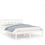  Posteljni okvir bel iz trdnega lesa 200x200 cm, (20684554) | Shoptok.si