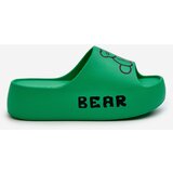 Boto Women's Foam Slides on Chunky Sole with Teddy Bear Green Lamira | ePonuda.com